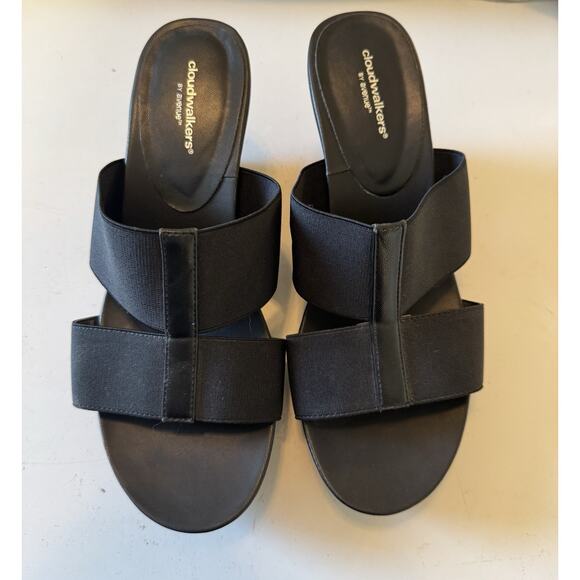 Cloud Walkers by Avenue Black Slip on Open Round Toe Wedge Size 10 Women's - Picture 3 of 5